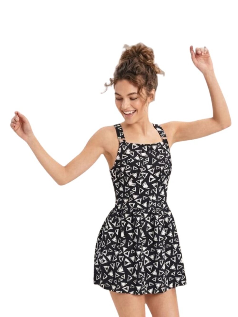 AE American Eagle Black & White Allover Print Mini Jumper Dress Size Small